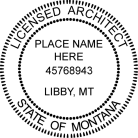 Montana Licensed Architect Seal Rubber Stamp